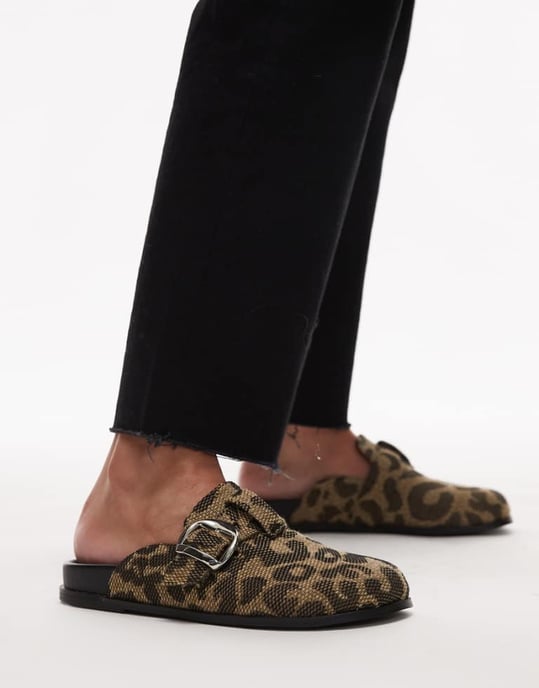 Topshop Beck clog in leopard print - Image 1