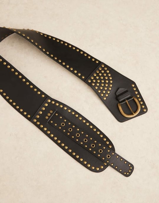 ASOS DESIGN low waist wide belt with stud in black - Image 3
