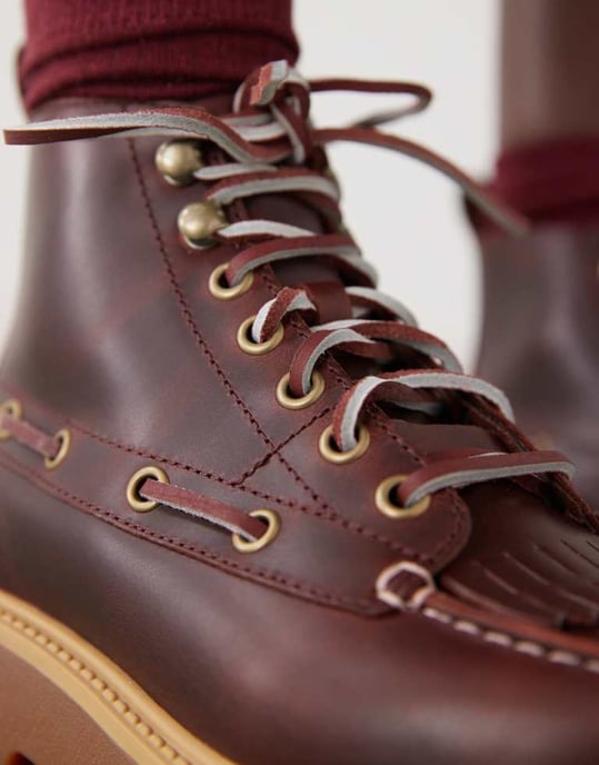 Timberland Stone Street lace up 7 eye elevated boots in burgundy - Image 4