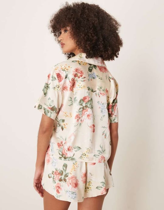 Abercrombie & Fitch short sleeve button up pyjama shirt in multi floral co-ord - Image 3