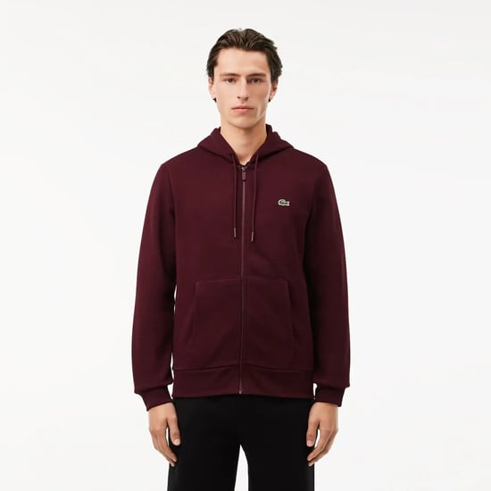 Lacoste Men's Zip Up Sweatshirt Bordeaux - Image 1
