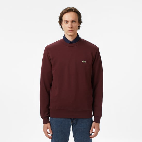Lacoste Men's Crew Neck Sweatshirt Bordeaux - Image 3
