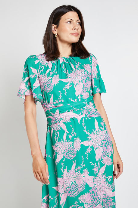 Floral Wrap Waist Midi Dress - Image 2