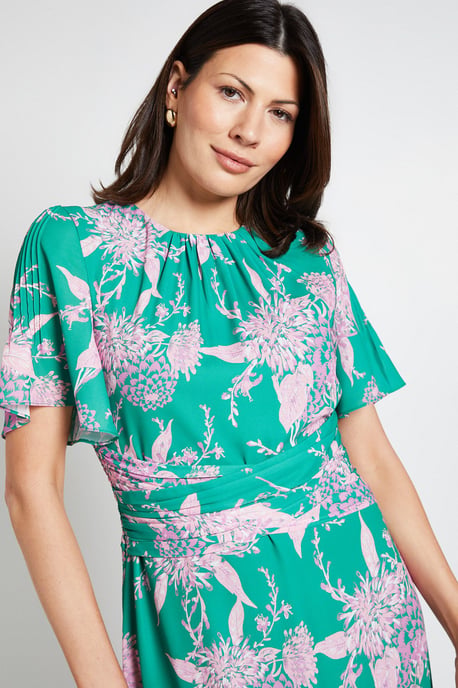 Floral Wrap Waist Midi Dress - Image 4