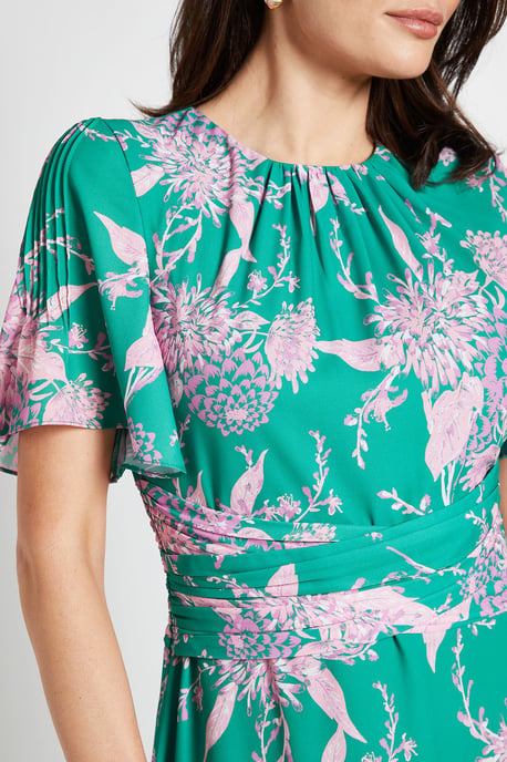 Floral Wrap Waist Midi Dress - Image 5