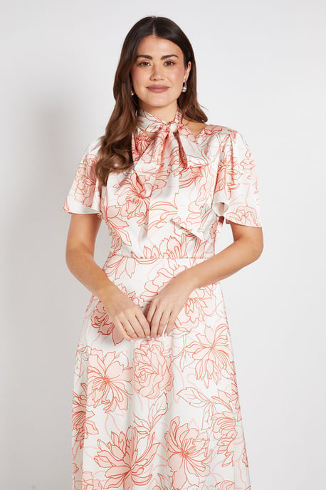 Satin Floral Print Midi Dress - Image 2