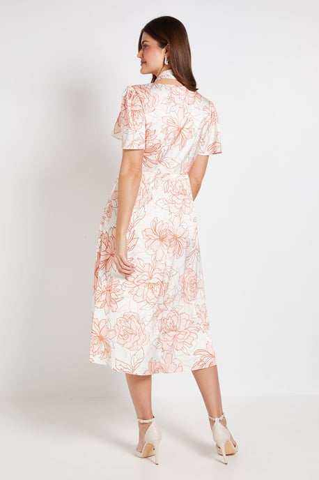 Satin Floral Print Midi Dress - Image 3