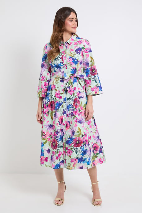 Floral Cotton Shirt Dress - Image 1