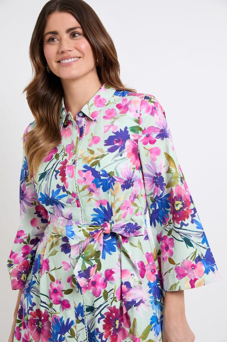 Floral Cotton Shirt Dress - Image 4