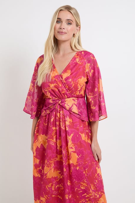 Petite Floral Burn Out Twist Midaxi Dress - Image 2