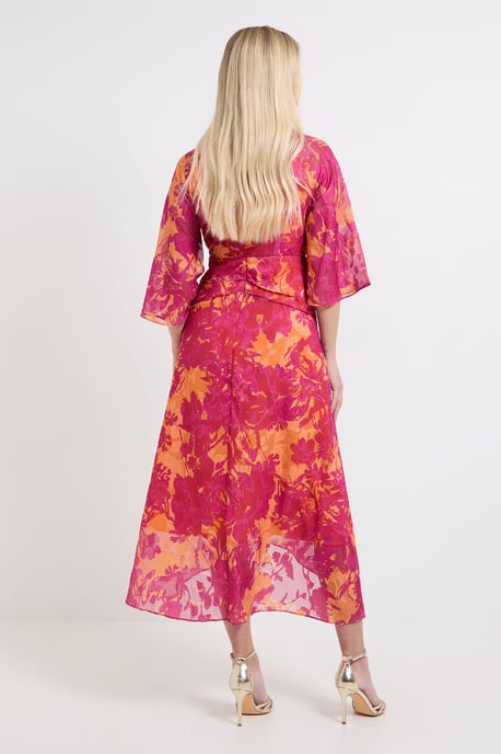 Petite Floral Burn Out Twist Midaxi Dress - Image 3