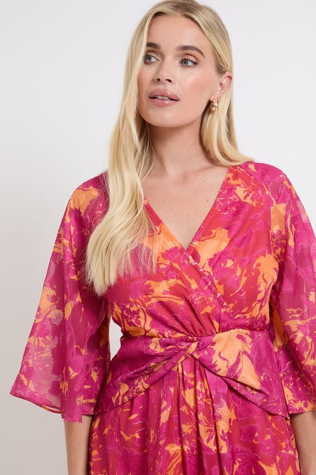 Petite Floral Burn Out Twist Midaxi Dress - Image 4