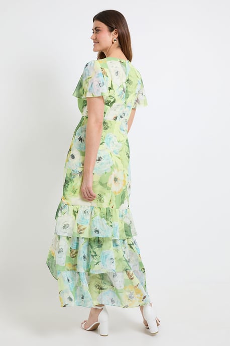 Floral Ruffle Hem Midi Dress - Image 3