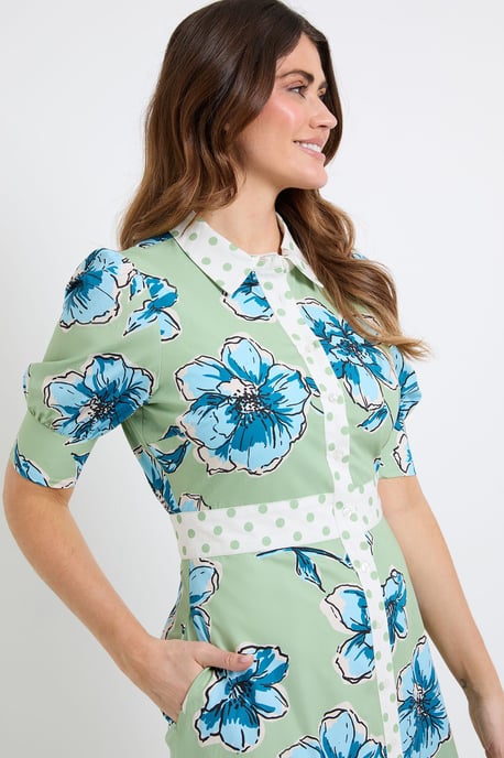 Summer Cotton Floral Shirt dress - Image 4