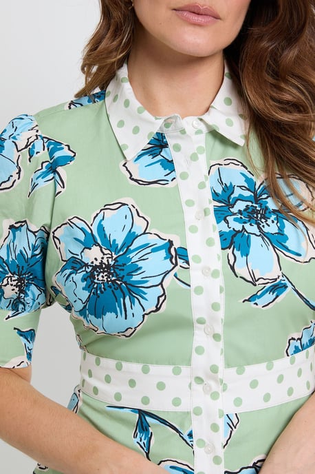 Summer Cotton Floral Shirt dress - Image 5