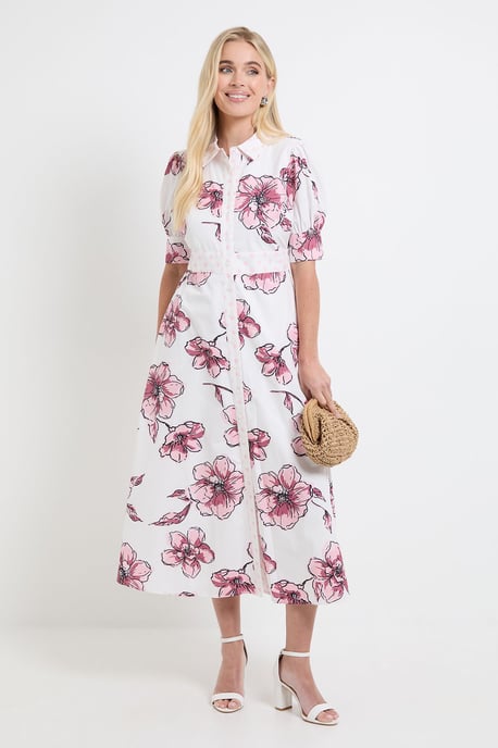 Petite Summer Cotton Floral Shirt Dress - Image 1