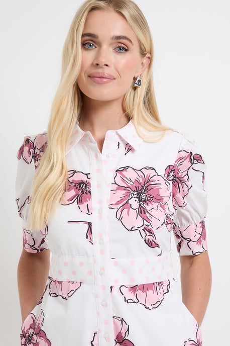 Petite Summer Cotton Floral Shirt Dress - Image 4