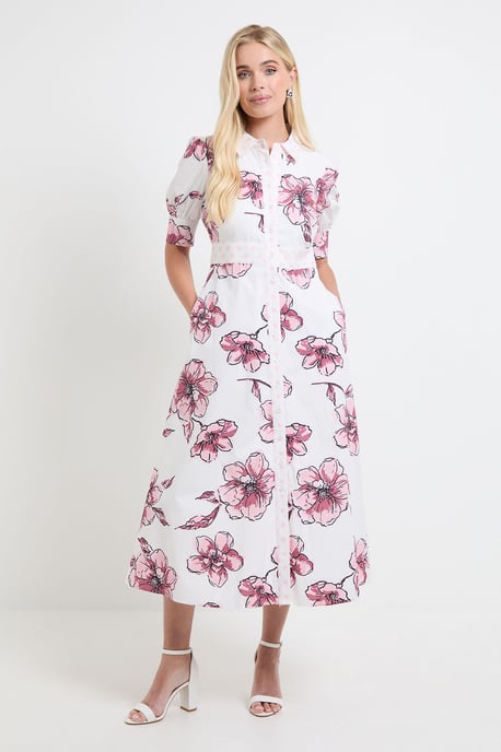 Petite Summer Cotton Floral Shirt Dress - Image 5