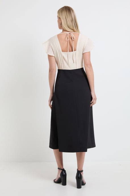 Petite Contrast Ruffle Sleeve Midi Dress - Image 3
