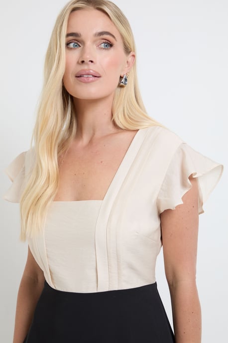 Petite Contrast Ruffle Sleeve Midi Dress - Image 4