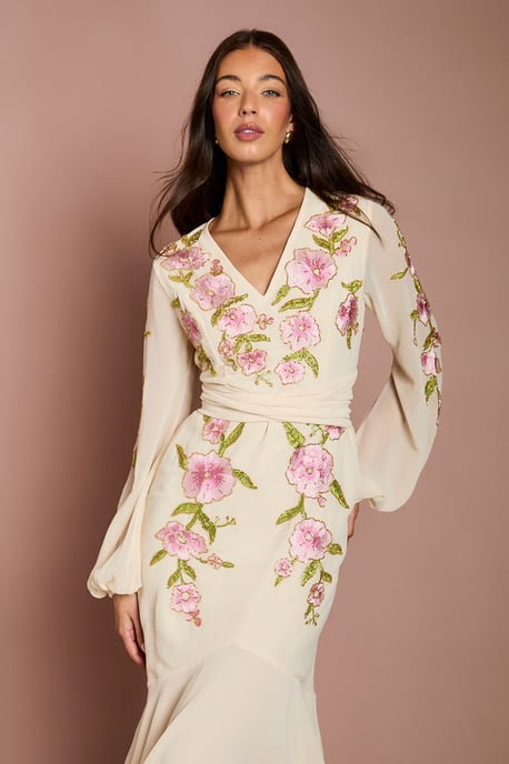 Sequin Embellished And Embroidered High Low Maxi Dress - Image 2