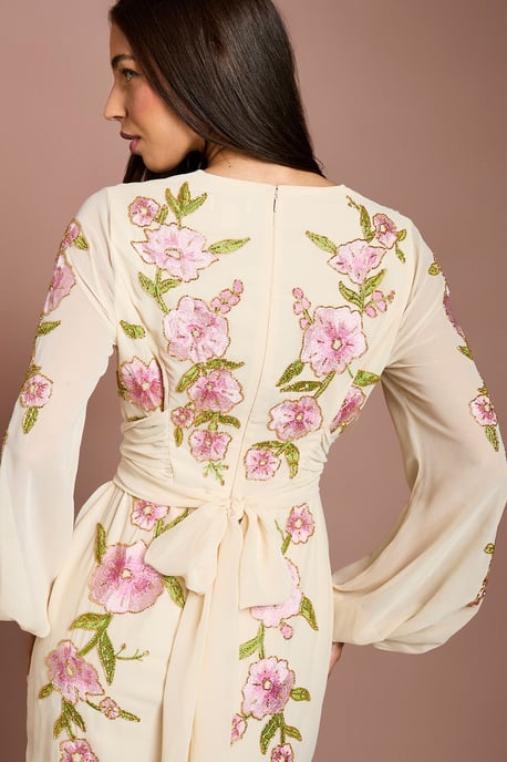 Sequin Embellished And Embroidered High Low Maxi Dress - Image 4