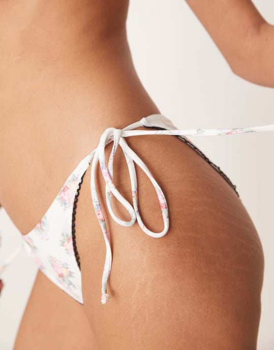 For Love & Lemons Cordelia Bikini bottom co-ord in white floral - Image 4