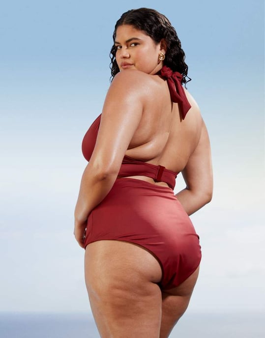ASOS DESIGN Curve Maya mix and match high waist bikini bottom in burgundy - Image 3
