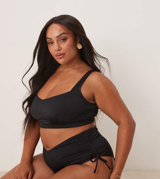 ASOS DESIGN Curve Maya crop bikini top in black - Image 1