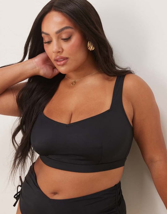 ASOS DESIGN Curve Maya crop bikini top in black - Image 3