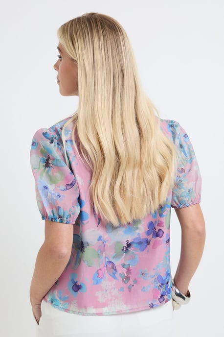 Petite Organza Puff Sleeve Top - Image 3