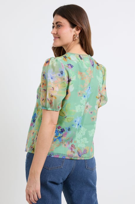 Organza Puff Sleeve Top - Image 3