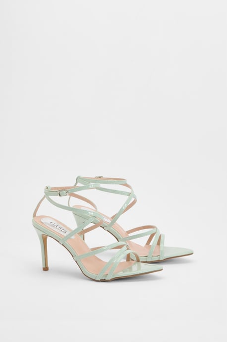 Helena Faux Patent Leather Strappy High Stiletto Heeled Sandals - Image 1