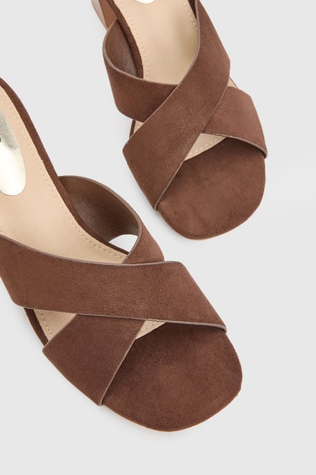 Jessica Faux Sued Cross Over Mules - Image 3
