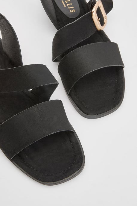 Sandie Faux Suede Buckle Detail Asymmetrical Flat Sandals - Image 3