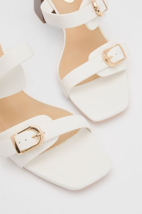 Axel Faux Leather Buckle Detail Block Heel Mules - Image 3