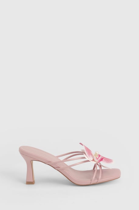 Flower Strappy Heeled Mules - Image 3