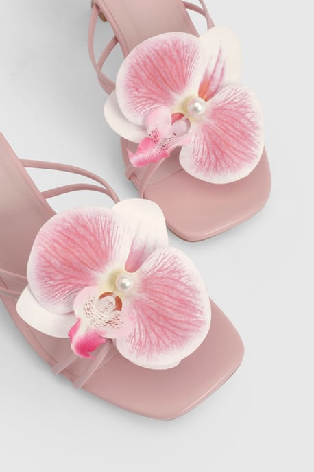 Flower Strappy Heeled Mules - Image 5
