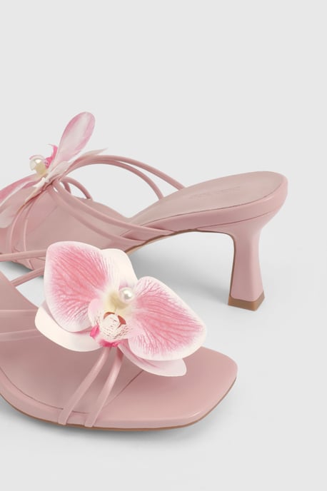 Flower Strappy Heeled Mules - Image 6