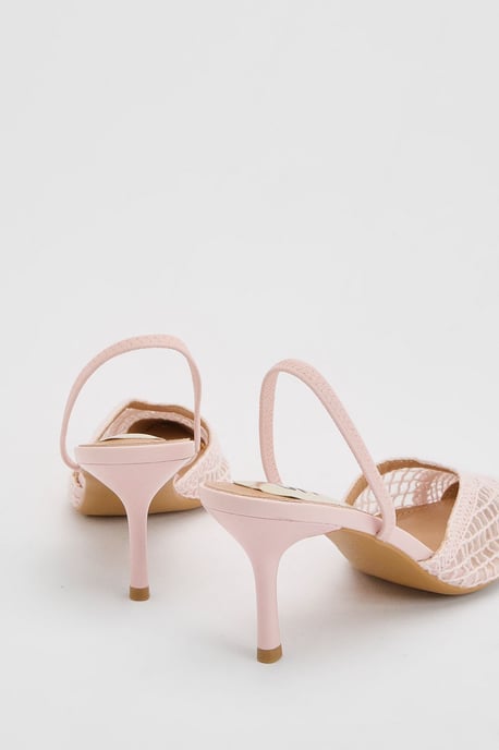 Gracie Mesh Woven 2 Part Slingback Medium Stiletto Heel Court Shoes - Image 2
