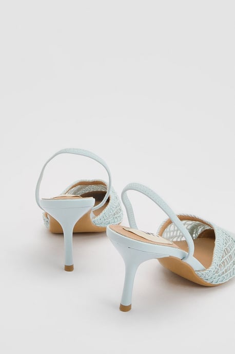Gracie Mesh Woven 2 Part Slingback Medium Stiletto Heel Court Shoes - Image 2