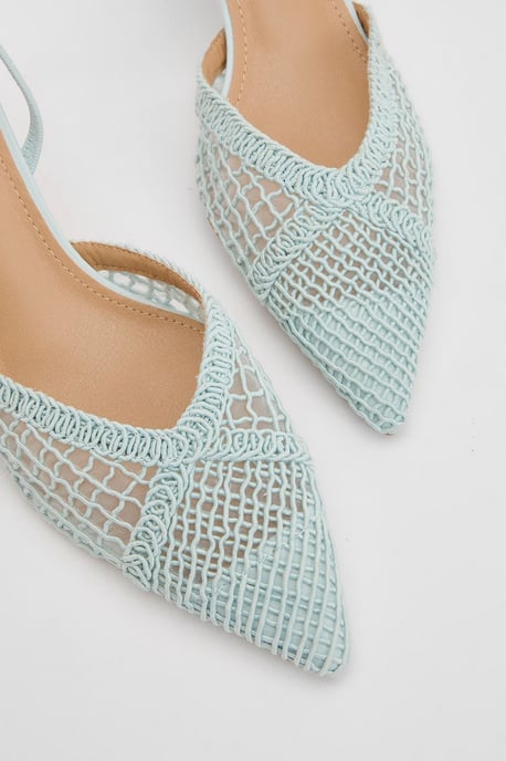 Gracie Mesh Woven 2 Part Slingback Medium Stiletto Heel Court Shoes - Image 3