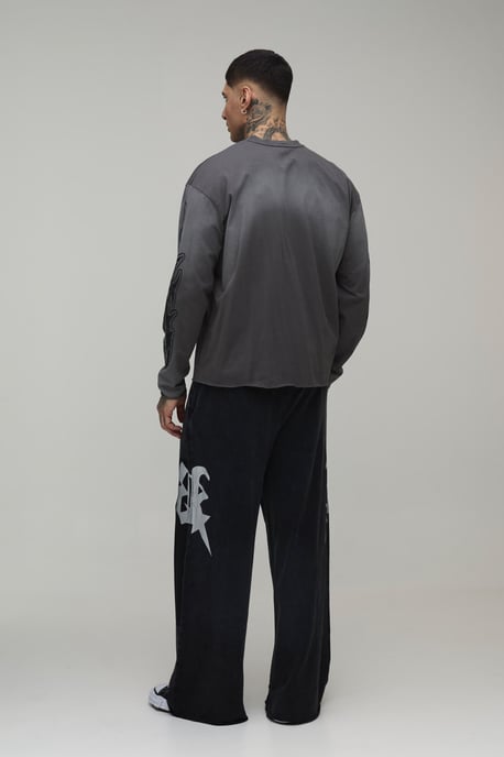 Tall Extreme Wide Leg Embellished Washed Loopback Jogger - Image 2