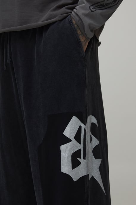 Tall Extreme Wide Leg Embellished Washed Loopback Jogger - Image 3