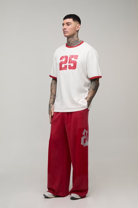 Tall Extreme Wide Leg Embellished Washed Loopback Jogger - Image 4