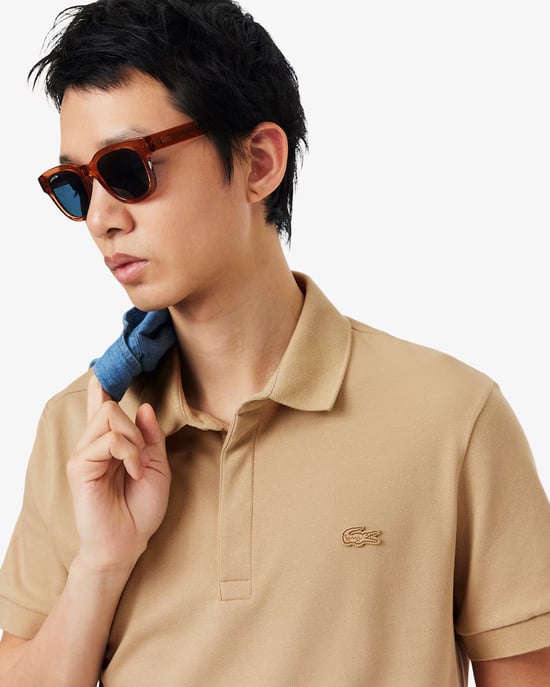 Lacoste Men's Paris Strech Pique Polo Shirt Beige - Image 3