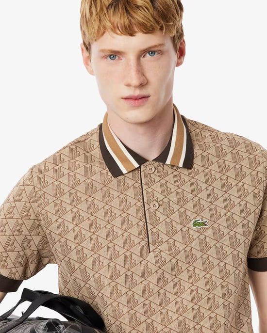 Lacoste Men's Monogram Polo-Beige - Image 3