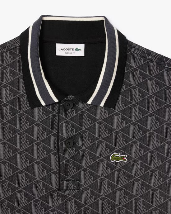 Lacoste Men's Monogram Polo-Black - Image 2