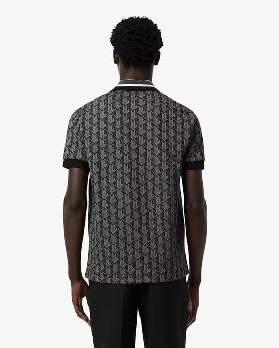 Lacoste Men's Monogram Polo-Black - Image 5