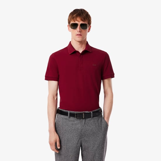 Lacoste Men's Paris Strech Pique Polo Shirt Bordeaux - Image 3